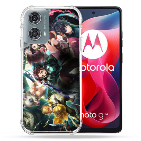 Coque Renforcée Multicolore pour Motorola G24 4G - Manga Demon Slayer