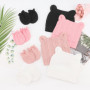 DRESHOW Ensemble Bonnets et Moufles Bébé 0-6 Mois - 4 Sets Mignons avec Oreilles d'Ours