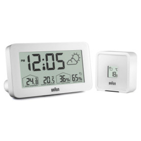 Horloge Numérique Braun BC13WP avec Affichage de l'Humidité et Alarme