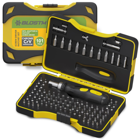 BLOSTM Ensemble de 101 Tournevis Magnétiques à Cliquet avec Embouts de Sécurité