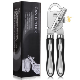 Ouvre-Boîte 3 en 1 Brencco avec Décapsuleur et Poignée Ergonomique - Noir