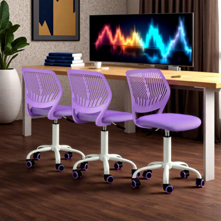 Chaise de Réunion Pivotante Ergonomique FurnitureR en Tissu Violet