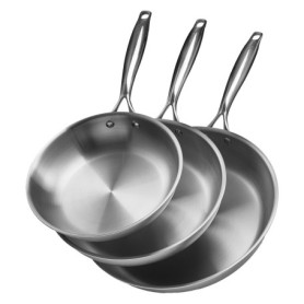 Ensemble de Poêles en Acier Inoxydable VEVOR - 3 Tailles 24/28/32 cm 103,67 €