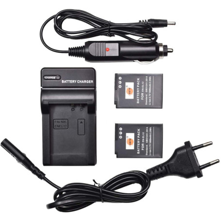DSTE Lot de 2 Batteries et Chargeur Rapide USB pour Nikon EN-EL12
