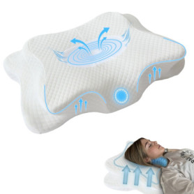 Oreiller Ergonomique Cervical en Mémoire de Forme - Soutien Optimal pour le Cou et la Nuque