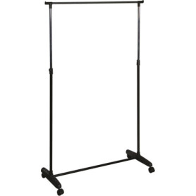 Portant à Vêtements Mobile en Métal Chromé et Noir - Hauteur Réglable