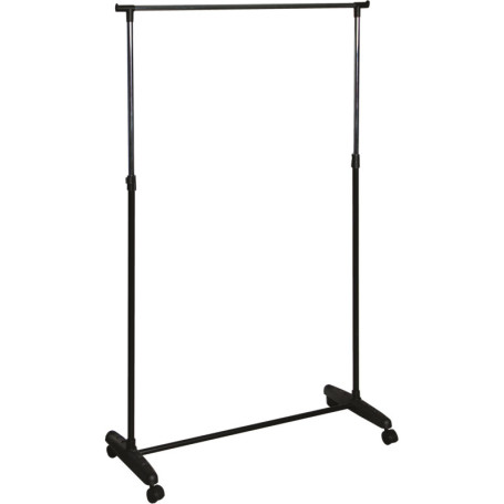 Portant à Vêtements Mobile en Métal Chromé et Noir - Hauteur Réglable