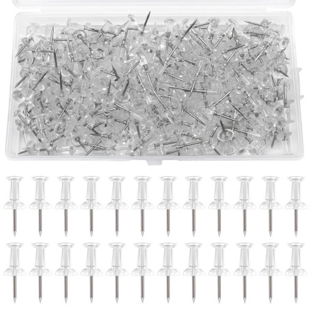 Boîte de 200 Punaises Transparentes pour Tableau d'Affichage - EUZUXU