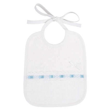 Bavoir Bébé à Broder en Éponge Douce - Filet (Bleu)