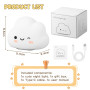 Diboniur Veilleuse Bébé Nuage Veilleuse Enfant Rechargeable, 7 Couleurs 3 Luminosité, Veilleuse Bebe Maternité, Lampe de Chevet 