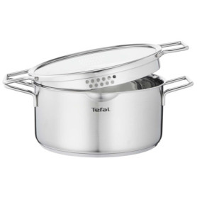 Faitout Tefal Nordica 20 cm en Acier Inoxydable avec Couvercle en Verre