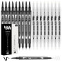Ensemble de Stylos à Double Pointe Noir et Blanc pour Calligraphie et Dessin