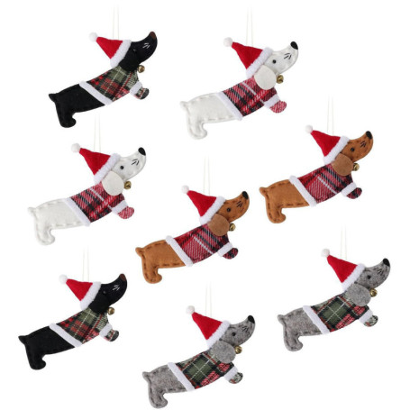 Lot de 8 Pendentifs Teckel pour Décoration de Noël