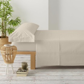 Parure de lit beige en microfibre - 3 pièces 105x190 cm