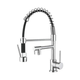 Robinet de Cuisine Ibergrif avec Douchette Extractible et Deux Becs - Chromé
