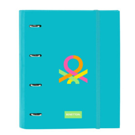 Classeur Safta Benetton Summer 4 Anneaux 35 cm - 100 Feuilles A4 - Bleu