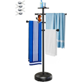 Porte-serviettes de piscine avec roulettes et rangement - 160 cm