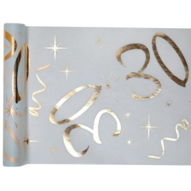Chemin de Table Anniversaire 30 Ans Or et Blanc - Santex