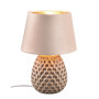 Lampe de Table Ariana en Céramique Beige avec Abat-jour Velours Doré