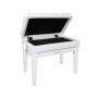 Banc de Piano Réglable RPB-500PW en Bois Blanc Poli avec Rangement