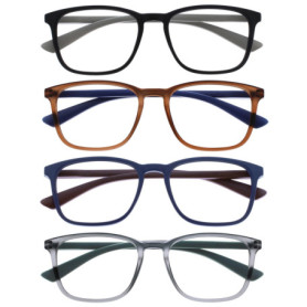 OPULIZE Max - Lunettes de Lecture Élégantes en Pack de 4 - Noir, Brun, Bleu, Gris
