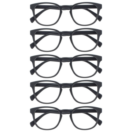 Pack de 5 Lunettes de Lecture Rétro Rondes Gris Mat - Unisexe