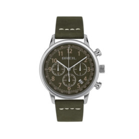 Montre Breil Outrider Chronographe à Cadran Noir et Bracelet en Cuir Vert