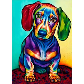 Kit de Peinture Diamant 5D Teckel Chien-Saucisse - Art DIY pour Adultes