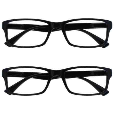Pack de 2 Lunettes de Lecture Élégantes OPULIZE - Noir Unisexe +1,00 Dioptrie