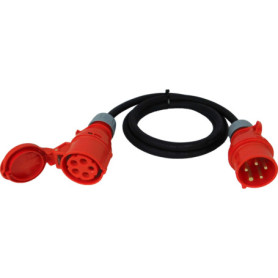 Rallonge CEE NWP 2 m - 400 V - 16 A - Caoutchouc Noir IP44 pour Chantier et Extérieur