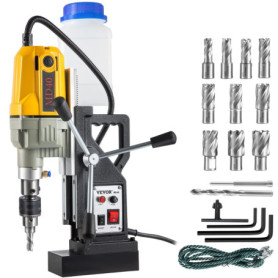 Perceuse Magnétique VEVOR 1100 W avec 12 Forets pour Carottage Précis