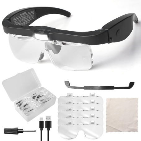 Lunettes Loupes LED avec Lentilles Interchangeables pour Lecture et Loisirs