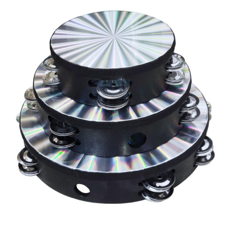 Lot de 3 tambourins en bois pour adultes - Jingles en métal