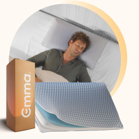 Emma Oreiller Original Elite 40x70 cm | Mousse à Mémoire de Forme & Airgrid™ | Ferme & Thermorégulant | 3 Couches Ajustables | H