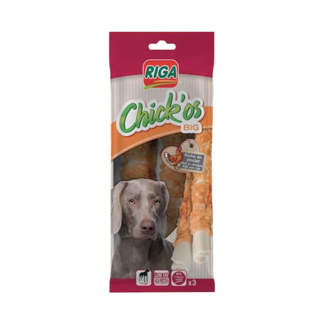 Friandises Naturelles Chick'Os au Poulet pour Chien - Riche en Protéines - 3 Bâtonnets