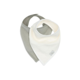 Bavoir Bandana Jollein pour Bébé - Lot de 2 en Coton Hydrophile Vert Olive/Avoine