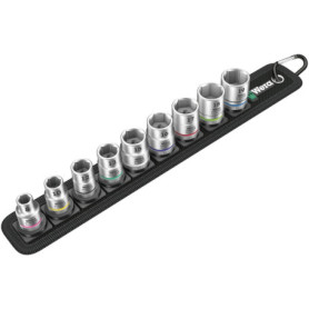Jeu de Douilles Zyklop Wera 3/8" avec Sangle Porte-Outils - 9 Pièces