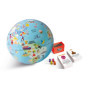 Caly Globe Gonflable avec Jeux Road Trip Stick’N Quiz - 30 cm, Bleu Océan