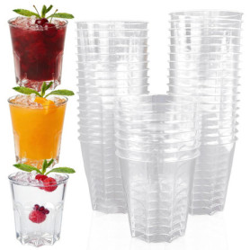 WEFHEF Lot de 40 Gobelets Réutilisables en Plastique Transparent 220 ML