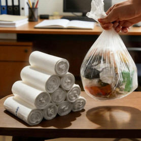 WEFHEF Mini Sacs Poubelles Transparents - 300 Pcs 30x35 cm, Idéaux pour Bureau et Maison