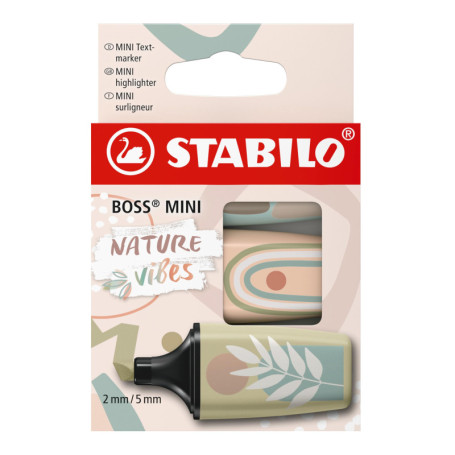 STABILO BOSS MINI NatureVibes - Set de 3 Surligneurs Pastel Décorés
