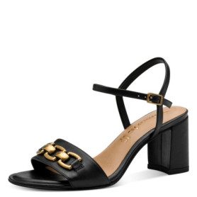 Sandales Tamaris Femme en Cuir Noir avec Talon Bloc