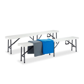 Set de 2 Bancs Pliants Relaxdays pour Jardin - Blanc, Pratiques et Légers
