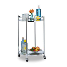 Chariot de Cuisine Relaxdays en Acier Argenté avec 2 Étagères et Roulettes