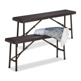 Set de 2 Bancs Pliants Relaxdays pour Jardin et Camping - Aspect Bois Brun