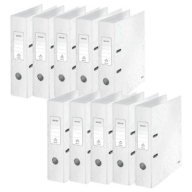 Lot de 10 Classeurs à Levier A4 Blanc - Capacité 600 Feuilles