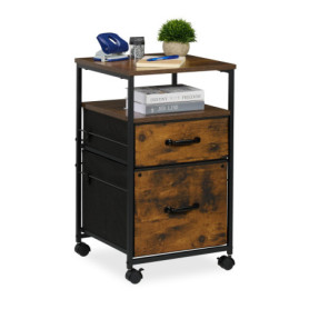 Caisson à roulettes Relaxdays avec 2 tiroirs pour dossiers suspendus - Design industriel