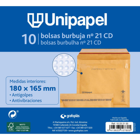 Lot de 10 Enveloppes Rembourrées Kraft Unipapel pour CD - Protection Sécurisée