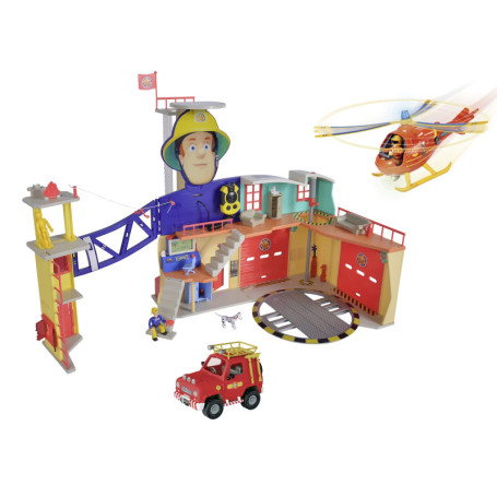 Station de Pompiers Mega XXL Sam le Pompier avec Hélicoptère et Figurines