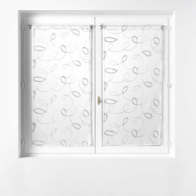 Paire de Voilages Gris Brodés 2 x 60 x 160 cm - Douceur d'Intérieur